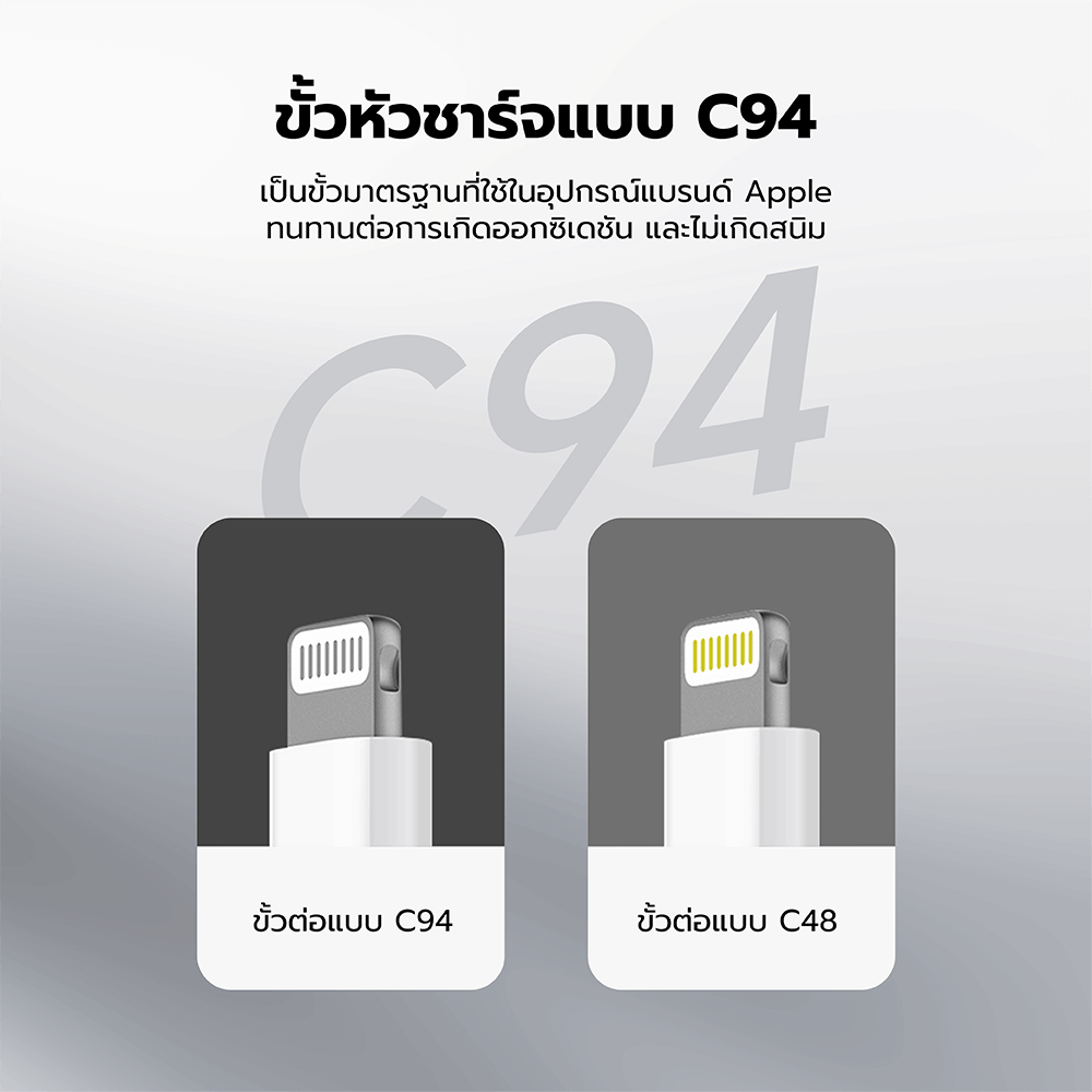 สายชาร์จไนลอนถัก  ZTEC ZM211 2 IN 1 สีขาว MFI 5A 240W USB-C TO USB-C & LIGHTNING_10